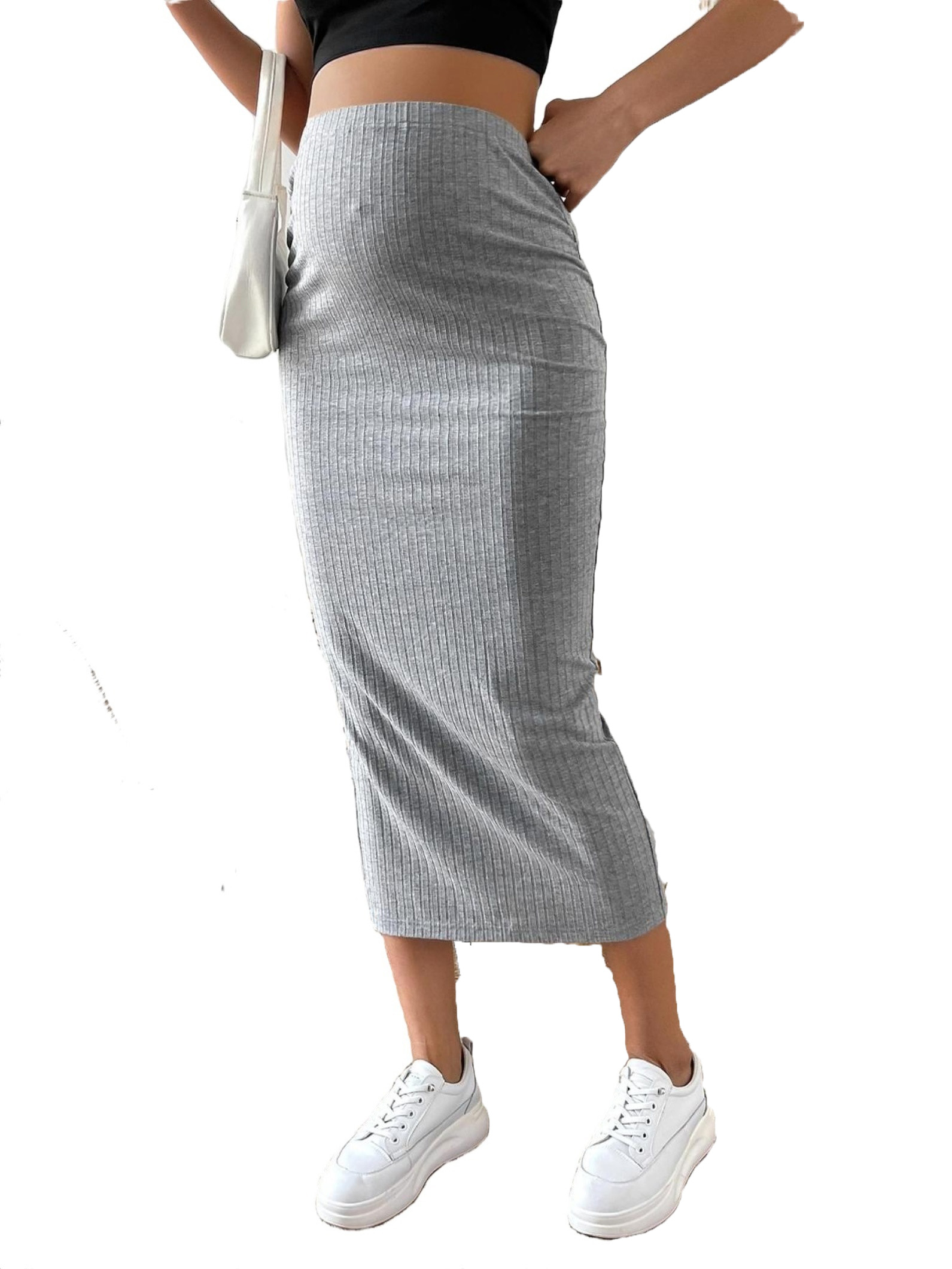 Casual Solid Pencil Skirt Light Grey Maternity Skirts Women s Walmart