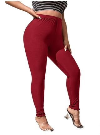 Buy Plus Size Store Women Red Cotton Lycra Leggings (34) Online at