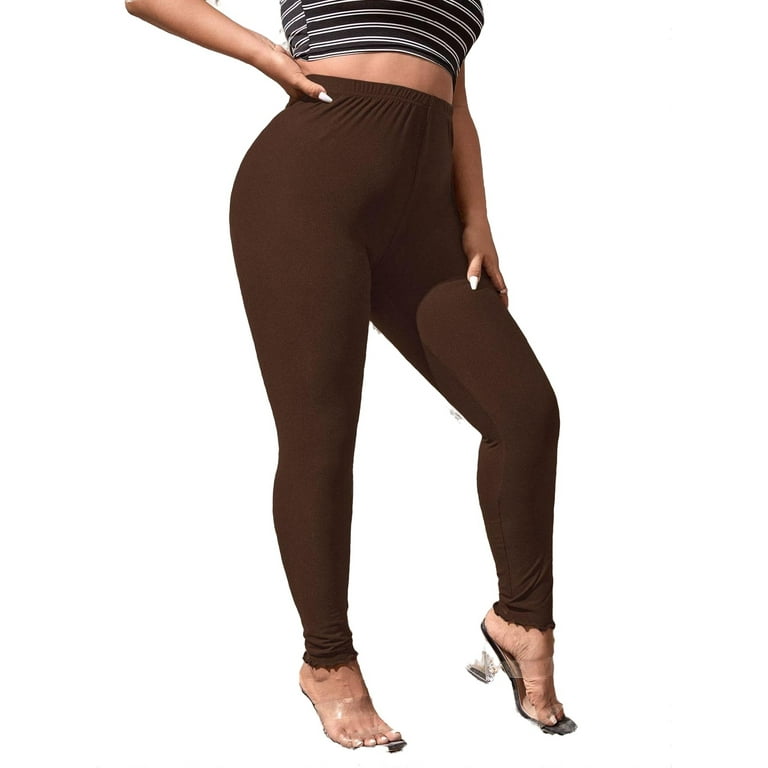 Casual Solid Regular Chocolate Brown Plus Size Leggings (Women's) - Walmart .com