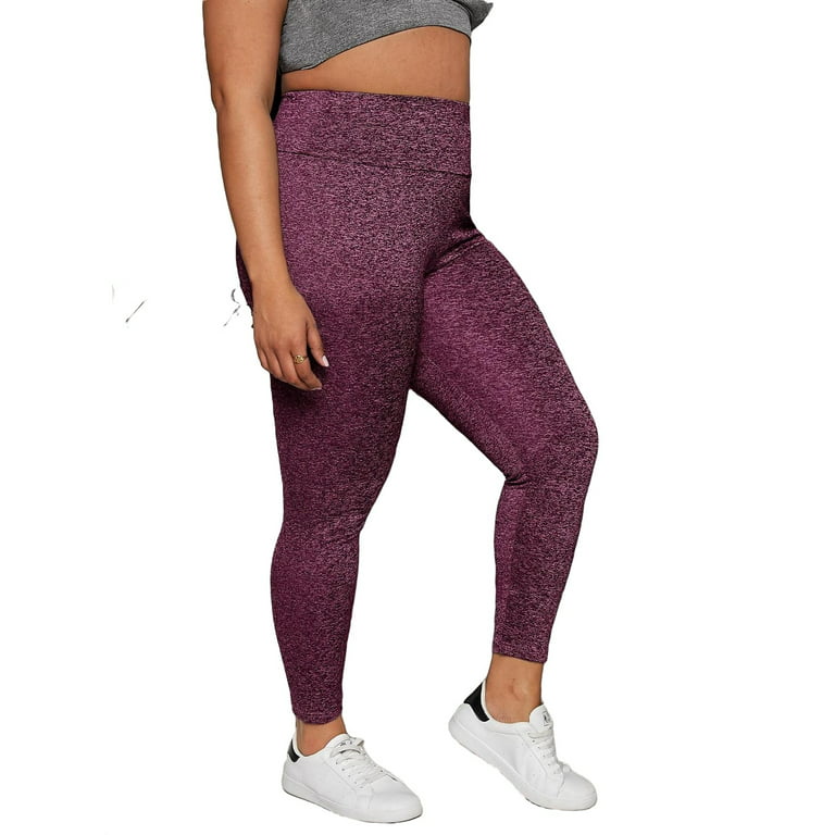 Casual Solid Regular Purple Plus Size Leggings (Women's) 