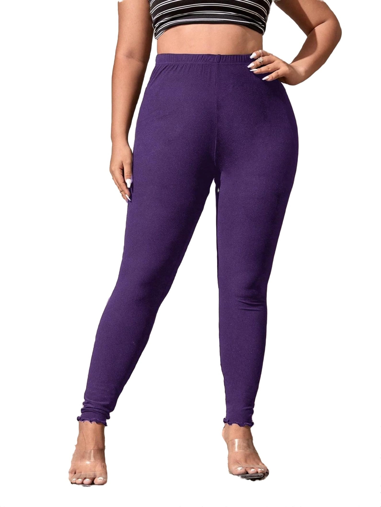 Lularoe Multi Color Purple Leggings Size 1X (Tall & Curvy) (Plus) - 55% off