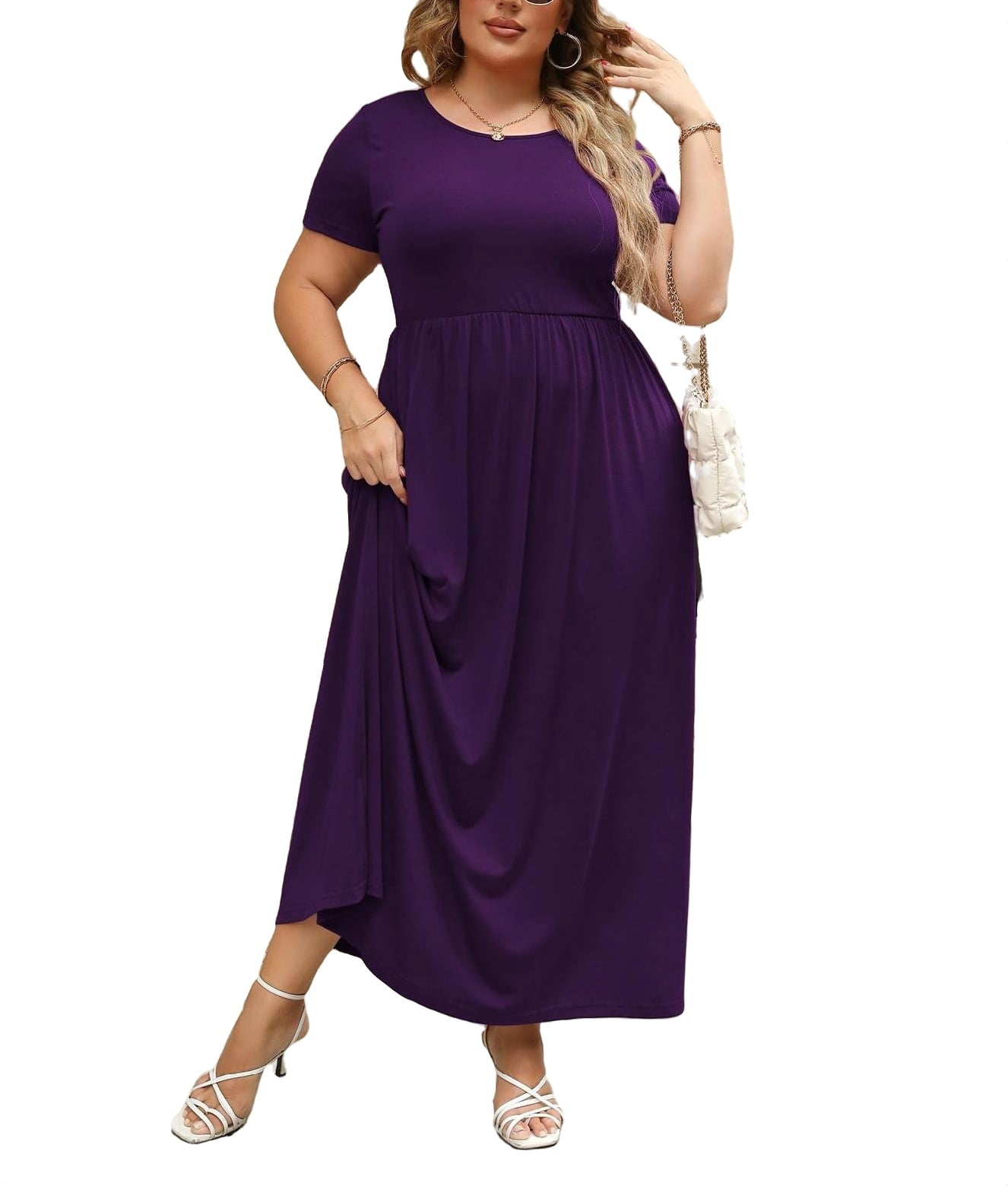 Purple Pintuck Casual Dress – Large main image 1