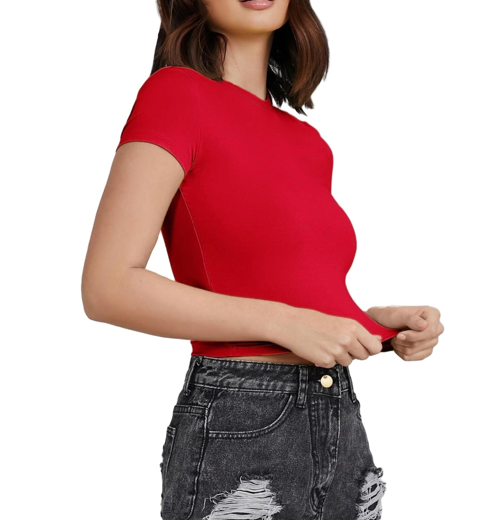 plain red crop top