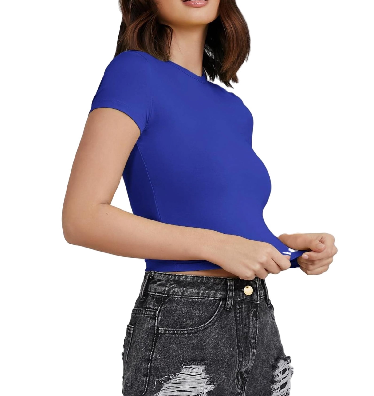 plain blue crop top