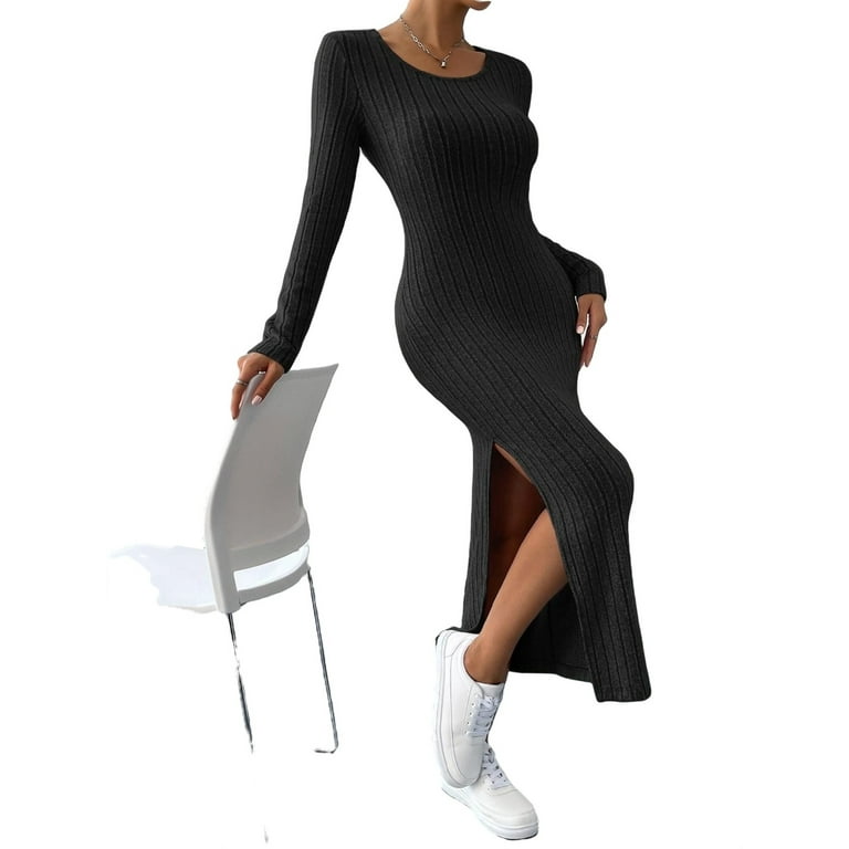 Casual Solid Solid Color O Neck Long Sleeve Dresses(6 Colors) Casual Solid Solid Color O Neck Long Sleeve Dresses(6 Colors)