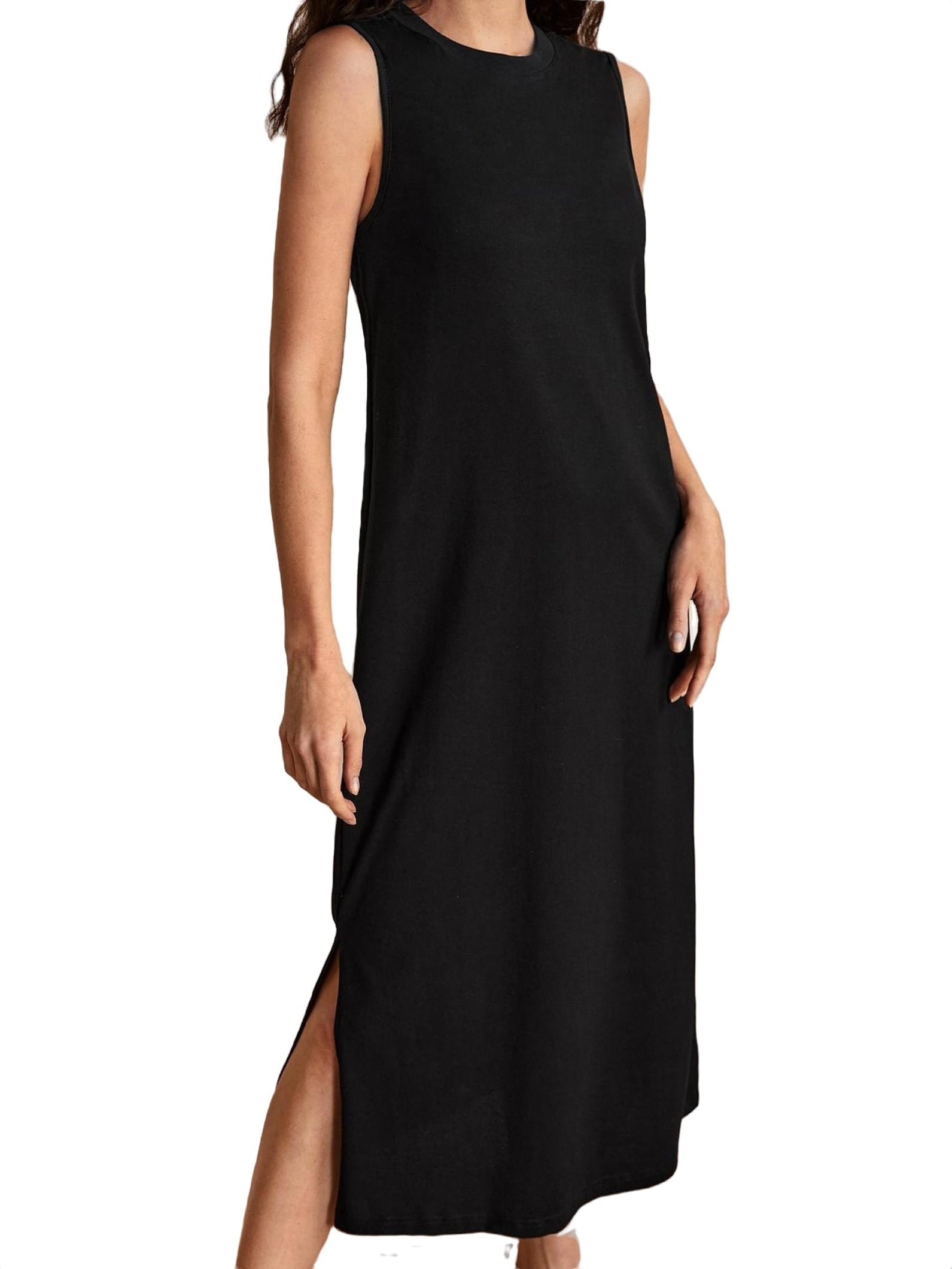 Casual Solid Round Neck Tank Sleeveless Black Colour Womens Dresses  (Women's) - Walmart.com