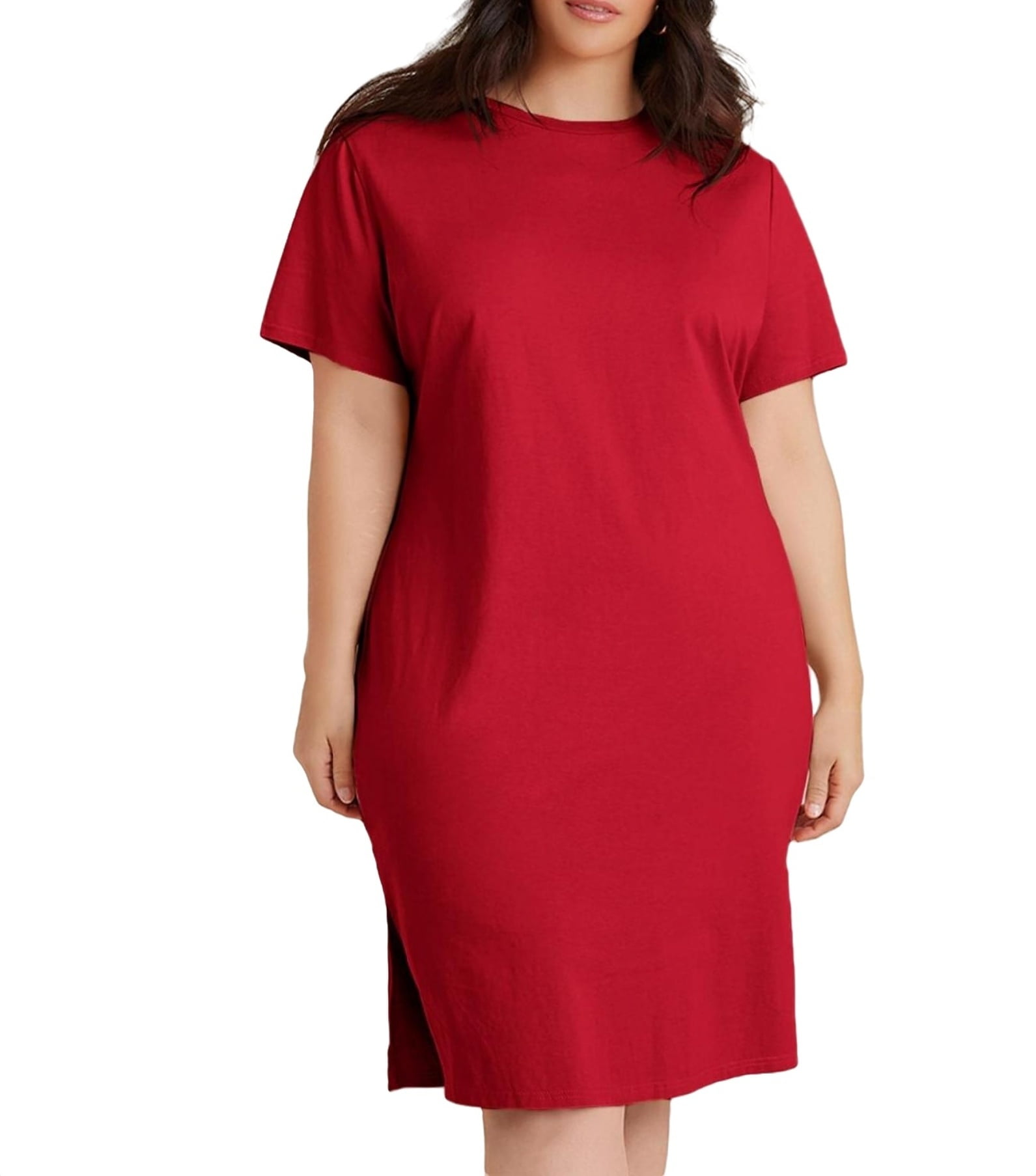 Red plus size t shirt dress sale