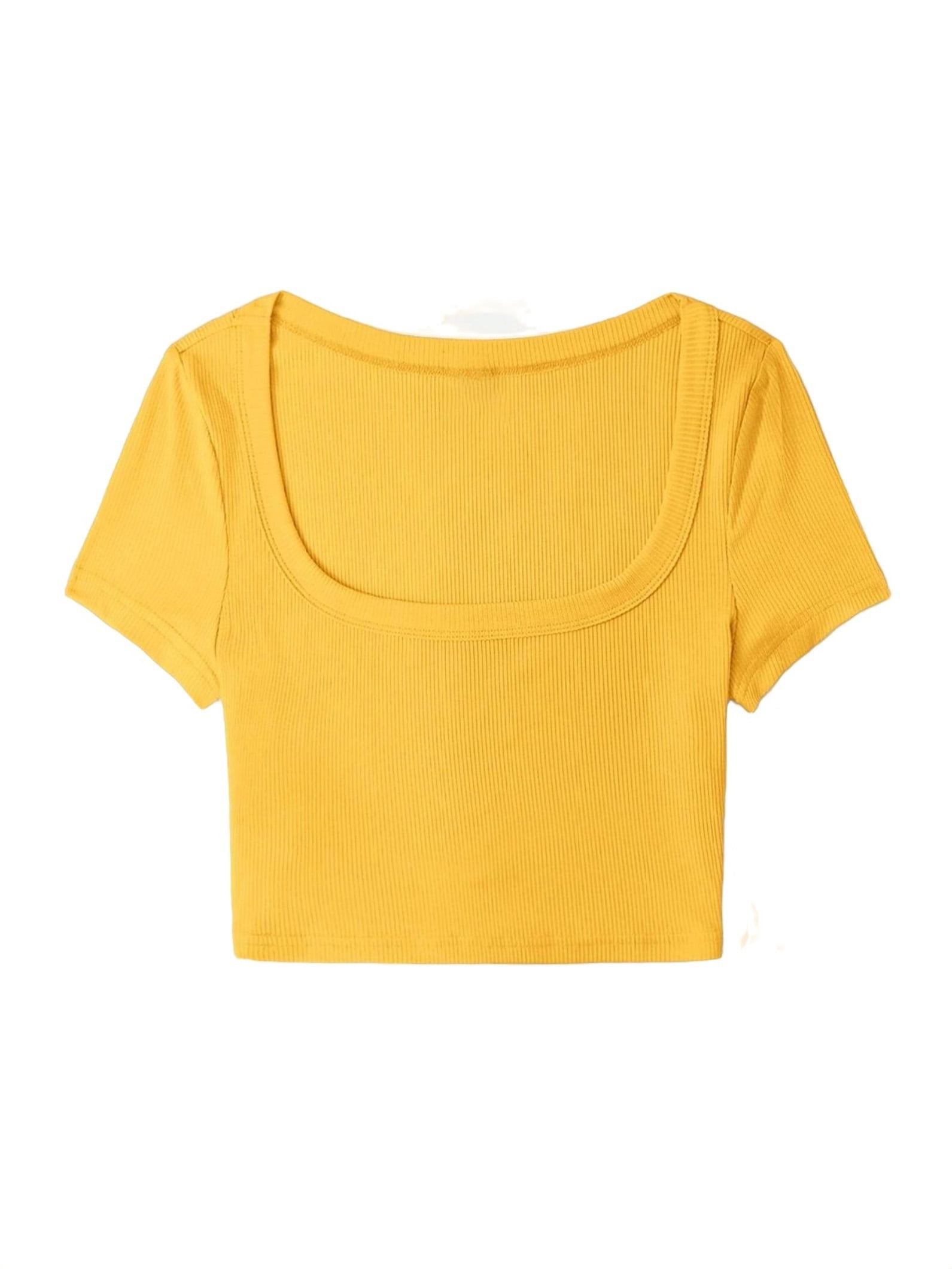 yellow square neck crop top