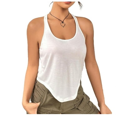 Casual Solid Scoop Neck Tank Top White Women Tank Top Tops & Camis (Women's)
