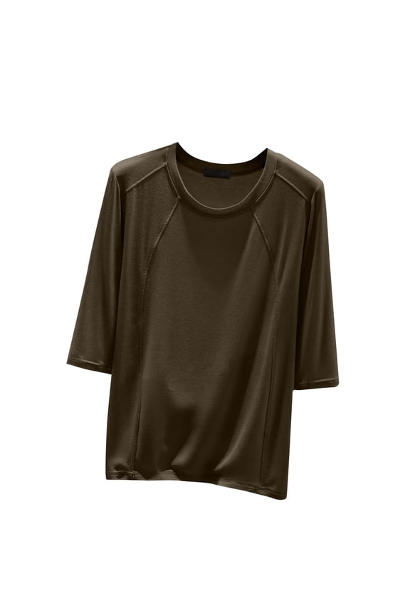 Casual Solid Shirt For Women,Well-Constructed Long Sleeve Top With Subtle Neck Design For Smart Casual Outfits Green L