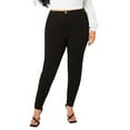 thumbnail image 1 of Casual Solid Skinny Black Plus Size Pants, 1 of 4