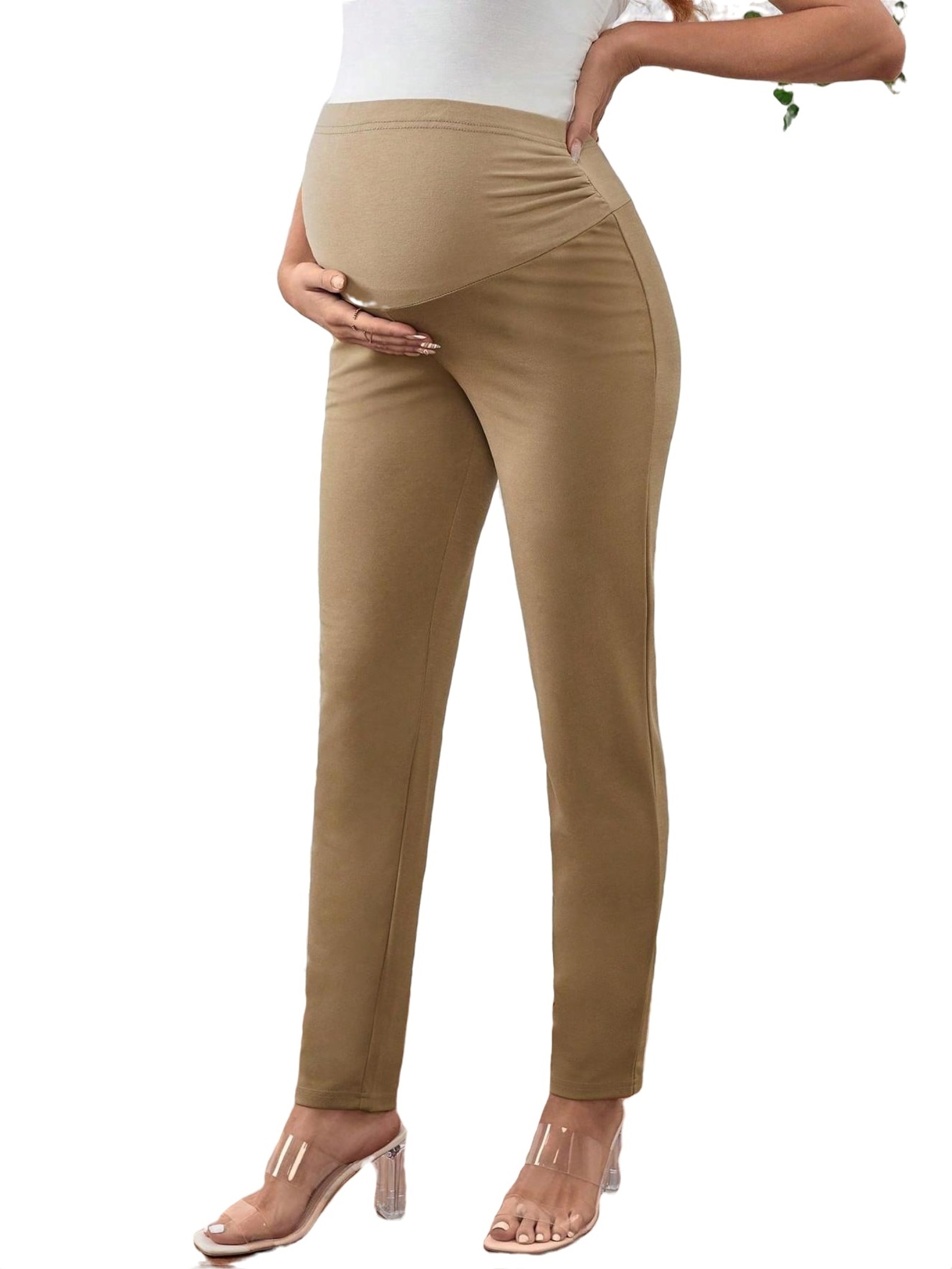 Casual Solid Skinny Khaki Maternity Pants (Women's)