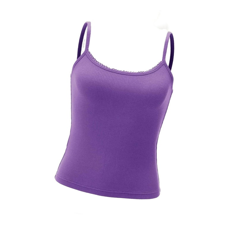 Casual Solid Spaghetti Strap Cami Purple Womens Tank Tops Camis Women s Walmart