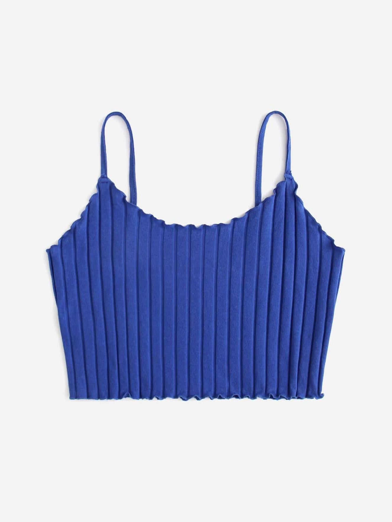 Casual Solid Spaghetti Strap Cami Royal Blue Plus Size Tank Tops