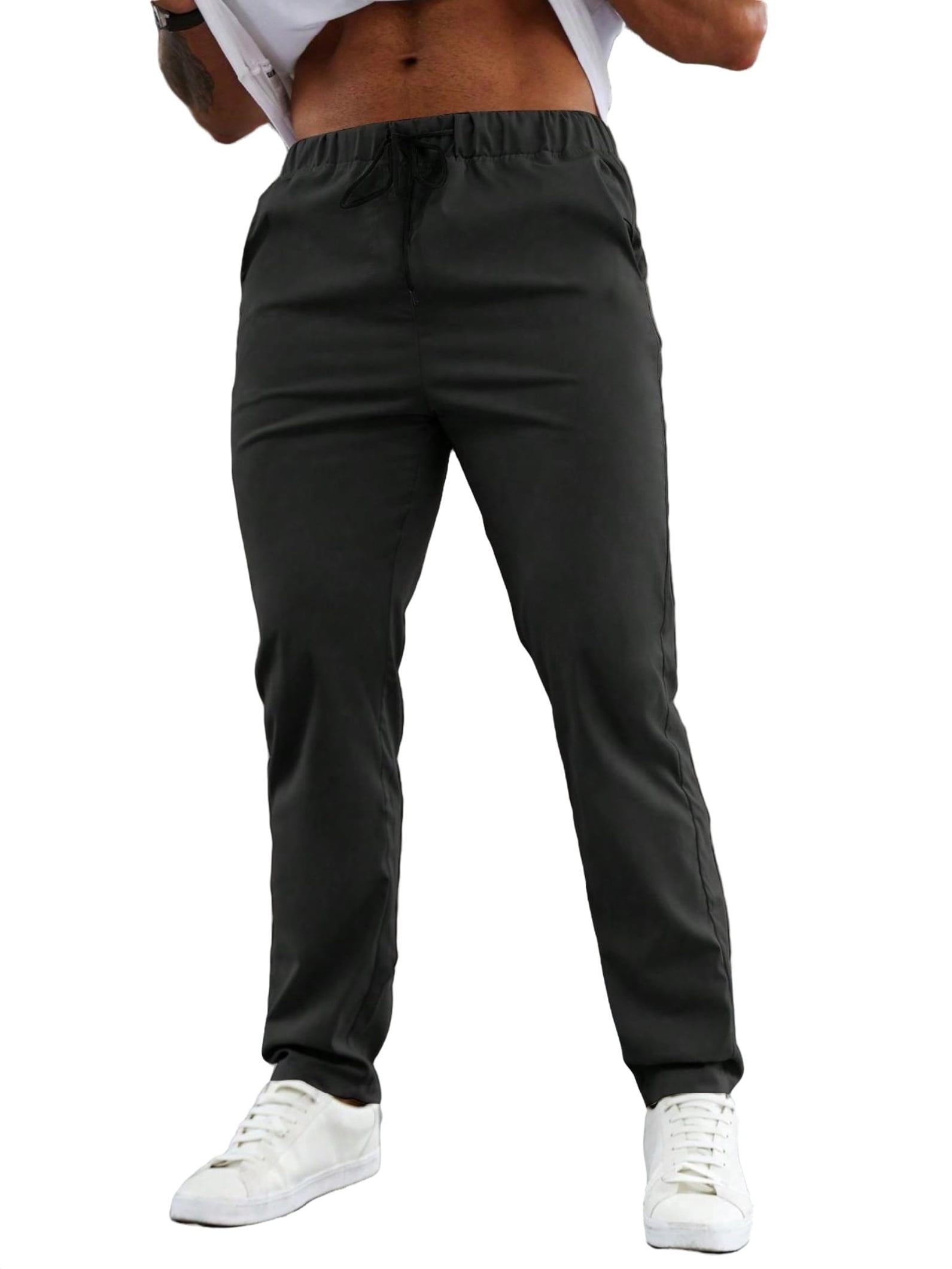 Casual Solid Straight Leg Black Men Pants (Men's) - Walmart.com
