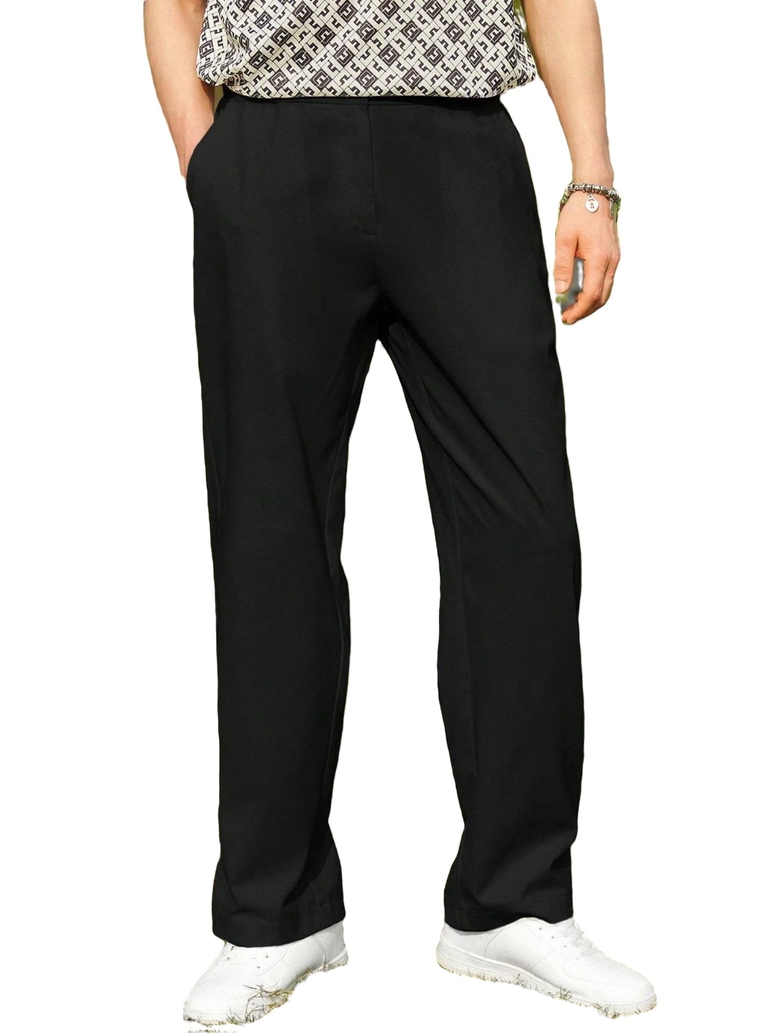 Casual Solid Straight Leg Black Men Pants (Men's) - Walmart.com