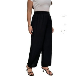 Women s Plus Size Solid High Waisted Stretchy Straight Leg Pants Long Trousers 3XL 18 Walmart