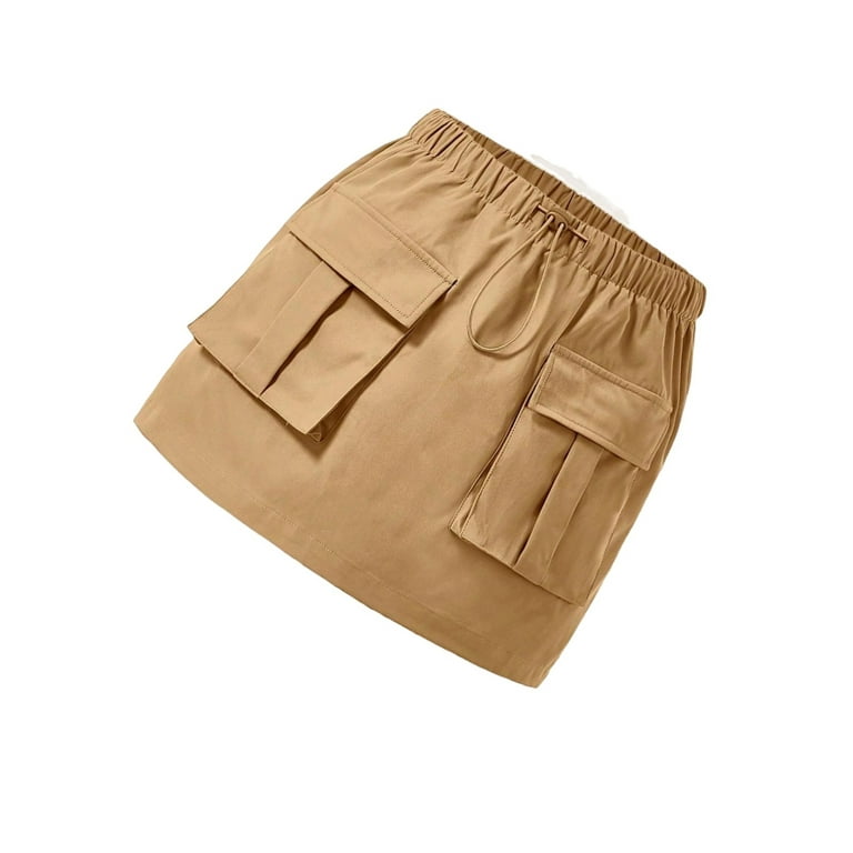 Casual Solid Straight Skirts Khaki Women Skirts