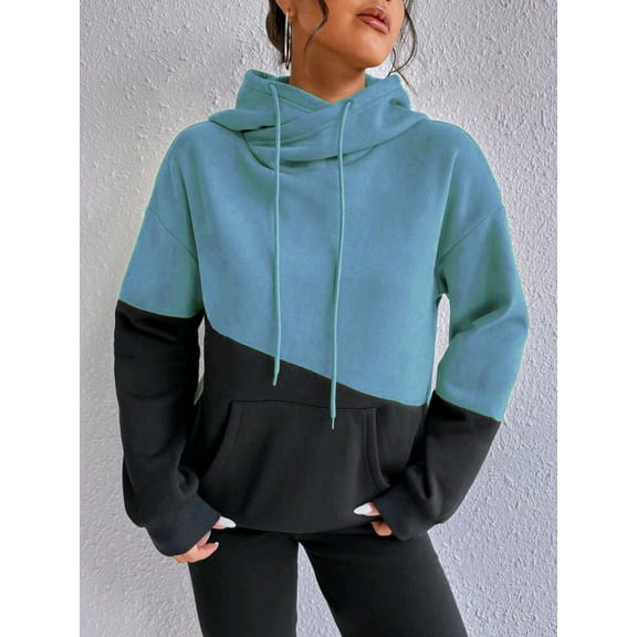 Casual Solid Sweatshirt Hoodie (S, MultiBlue)