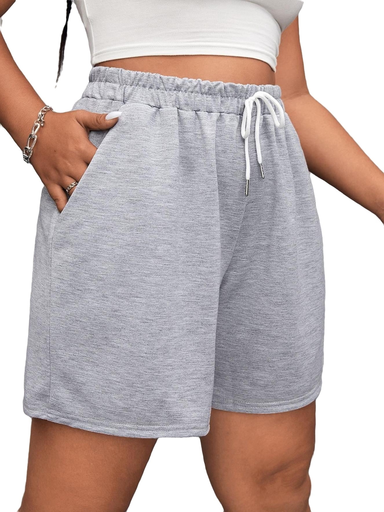 Plus Size Soft and Comfy Activewear Lounge Shorts with Pockets and