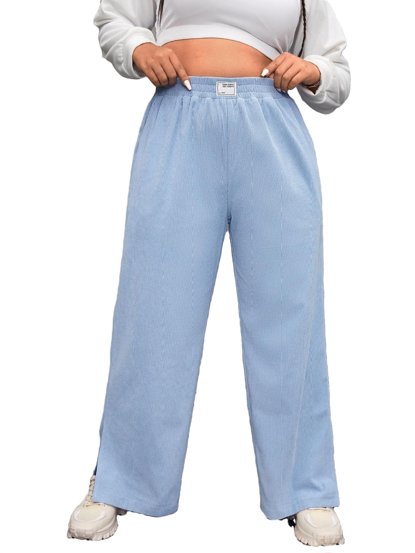 Choker denim trousers: Women Trousers New Light Blue | GCDS