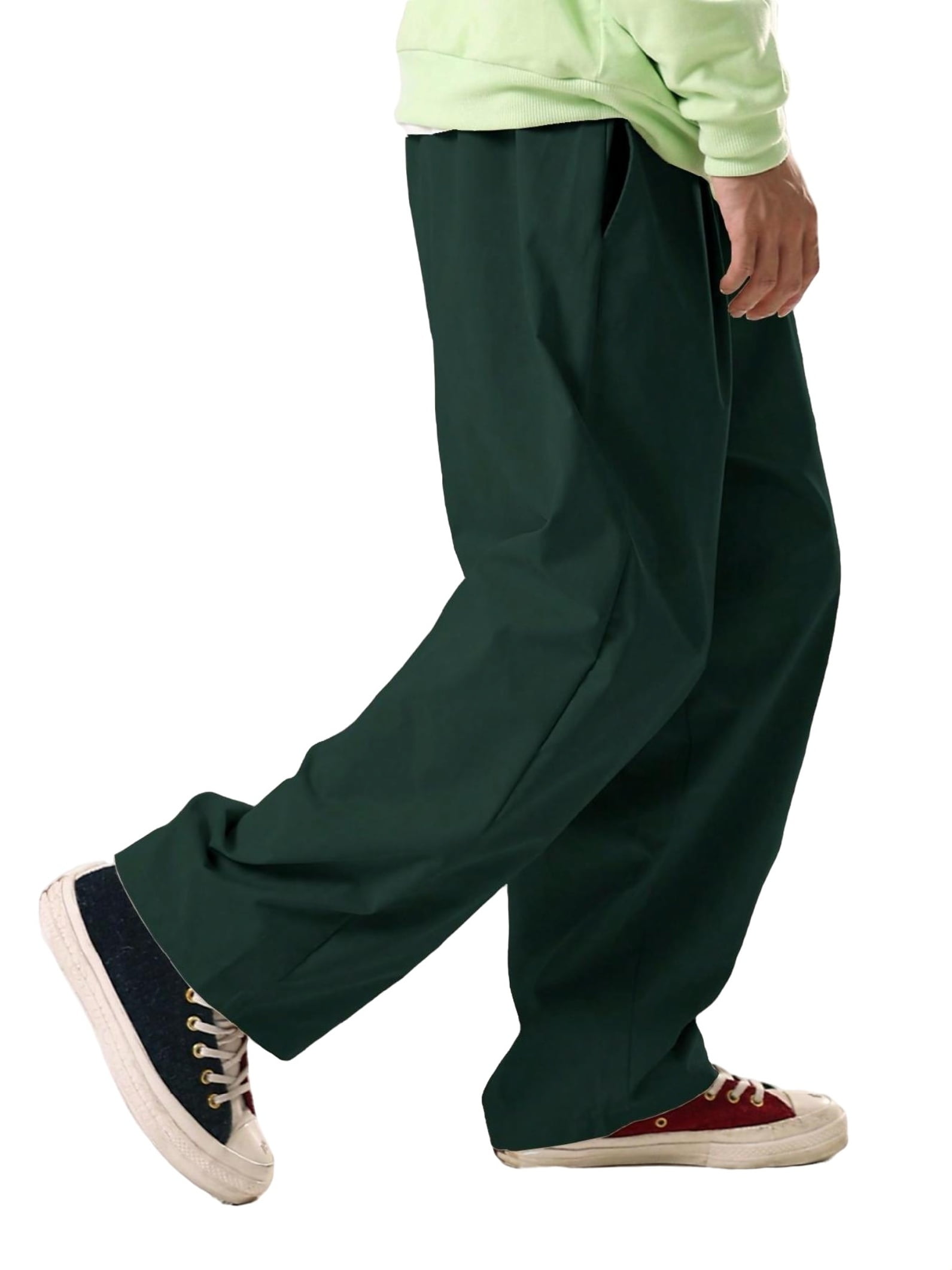 Casual Solid Wide Leg Dark Green Men Pants (Men's) - Walmart.com