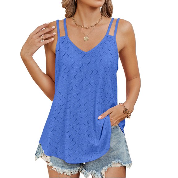 Casual Spaghetti Strap  Fancy Blue M