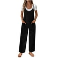 thumbnail image 1 of Casual Spaghetti Strap Jumpsuits for Women Dressy Loose One Piece Jumpsuit Wide Leg Rompers Womens Summer Outfits, Black, XXL, 1 of 5