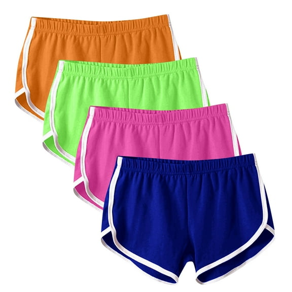 Casual Sports Shorts for Women 2024 Summer Breathable Short Pants Workout Dolphin Shorts for Yoga Cycling Hiking Pack of 4