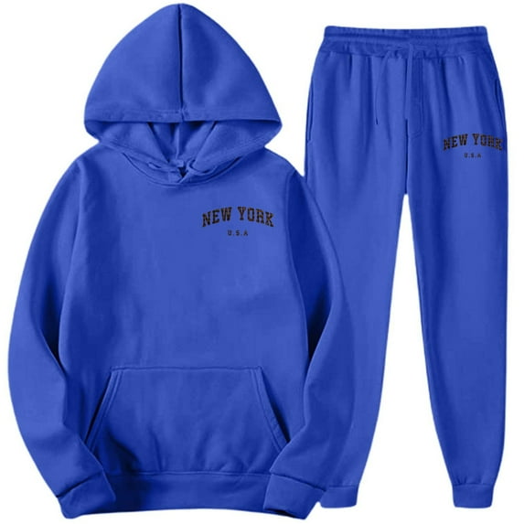 Casual Sportswear Set, Jogging Sportswear Set, 2-Piece Set of Sportswear, Blue Xl