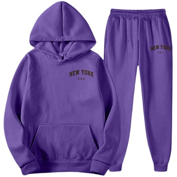 Casual Sportswear Set, Jogging Sportswear Set, 2-Piece Set of Sportswear, Purple S