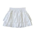 thumbnail image 1 of Casual Spring Skirts for Toddler Girls in Clearance Girls Layered Skirts Cute High Waisted A-Line Pleated Ruffle Flowy Casual Elastic Skirts for Kids New White 7 Years, 1 of 3
