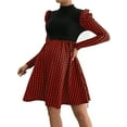 Casual Stand Collar A Line Dress Long Sleeve Burgundy Maternity Dresses