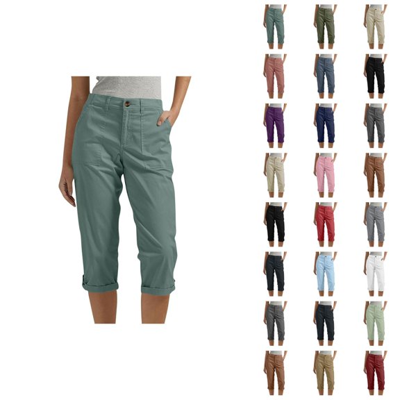 Casual Straight Leg Cargo Pants With Button Front For Summer Comfort And Daily Wear