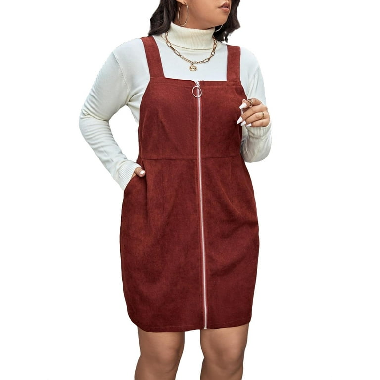 Corduroy overall dress plus size hot sale