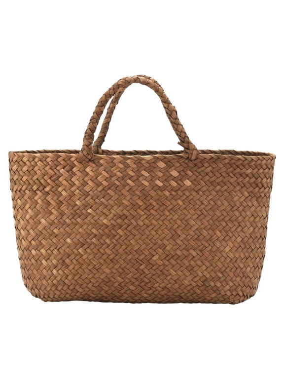 Casual Straw Bag Natural Wicker Tote Bags Women Braided Handbag For Garden Handmade Mini Woven Rattan Bags