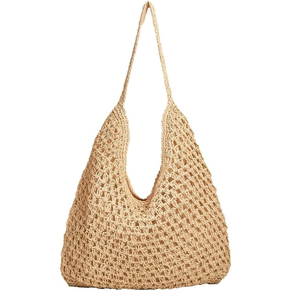 Casual Straw Shoulder Bags for Women Woven Handbags Large Bucket Hobo Tote Bag Summer Beach Top Handle Purse