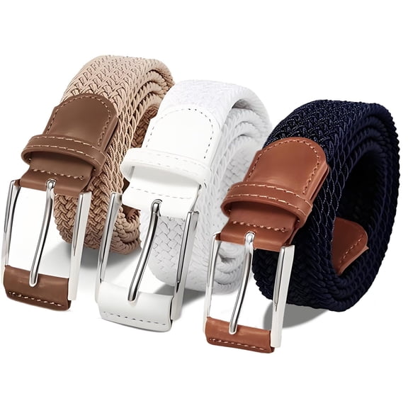 Casual Stretch Belts for Men, Adjustable Braided Mens Elastic Belt, Ideal Gifts for Golf, Dress, Work