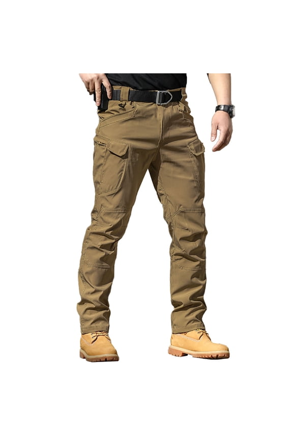 Casual Stretch Cargo Pants Outdoor Softshell Trousers Slim Fit Work Pants for Men Hiking Travel Daily Wear,Brown,L