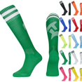thumbnail image 1 of Casual Stripe Knee High Socks Casual Knee High Tube Socks Triple Stripe Crew Mid-Calf Socks Stocking,One Size,Green, 1 of 3