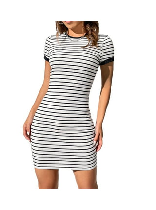 Black And White Striped Dress Bodycon
