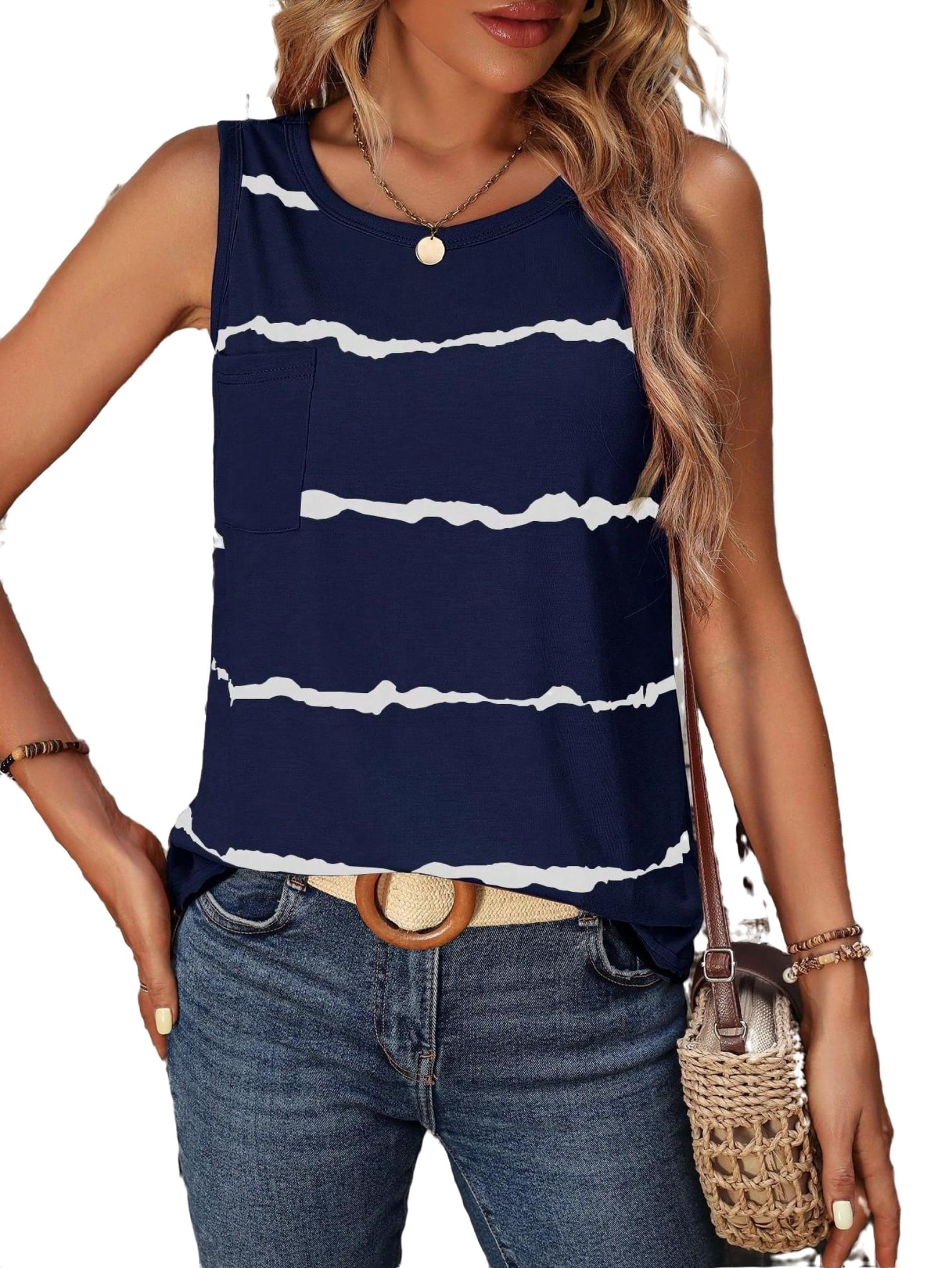 Striped Round Neck Tank Top