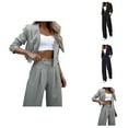 thumbnail image 1 of Casual Striped Short Lapel Suit Straight Pant Suit Women'S Casual Pants & Capris, 1 of 8