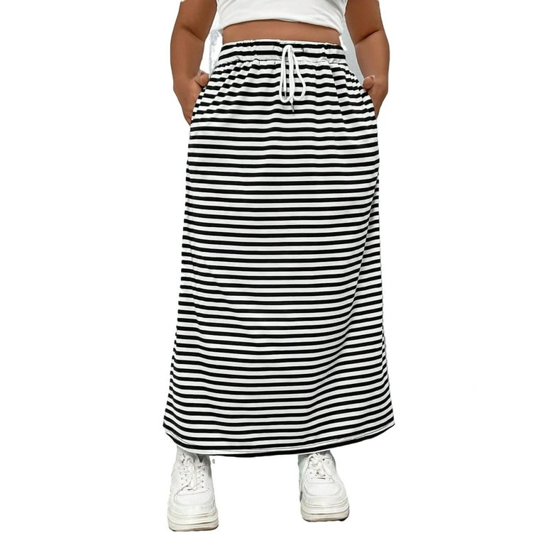 Black and white striped skirt 3x sales