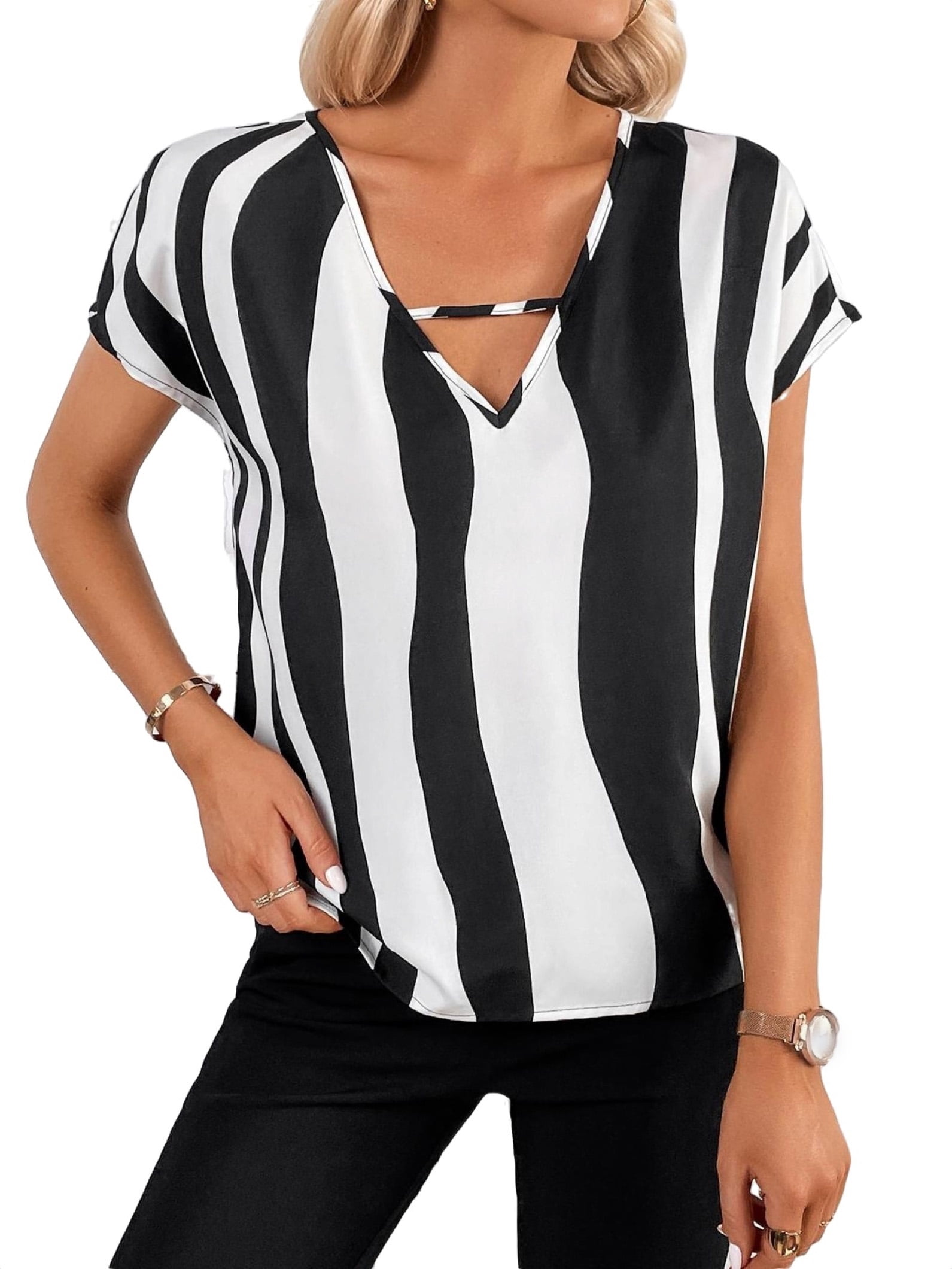 macys womens black and white tops