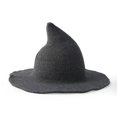thumbnail image 1 of Casual Style Simple Halloween Hats Female Cap Sun Protection Knitting Pure Color Caps Wool Bucket Hat Witch Hats Basin Hat Folds Wizard Cap DARK GREY, 1 of 1