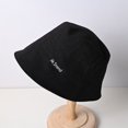 thumbnail image 1 of Casual Style Simple Pure Color Caps Autumn Winter Sun Protection Embroidered Letter Panama Hat Female Hats Women Bucket Hat Sun Hat Basin Hat BLACK, 1 of 8