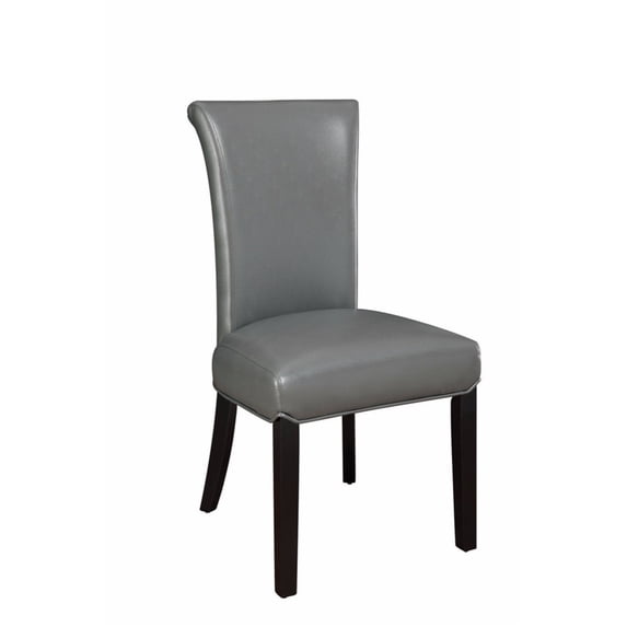 Casual Style Upholstered Metal Dining Chair, Gray And Brown, Set of 2