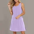 thumbnail image 1 of Casual Summer Dress Ladies' Spring And Summer Casual Sleeveless Round Neck Solid Color Dress Purple XXL, 1 of 9