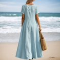 thumbnail image 1 of Casual Summer Dress for Everyday Wear Lightweight Loose Fit Short Sleeves Solid Color Style Women’s Casual Tennis Dress Female Everyday Attire Blue M, 1 of 6